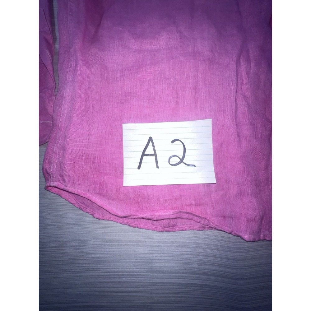 120 lLno shirt Men's XL Long Sleeve Button‎ up Pink Linen Pocket 100% Linen - Picture 11 of 16